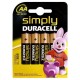 Alkalické baterie Simply DURSIMLR6P4B, LR6, 1.5V - 4x AA - Duracell