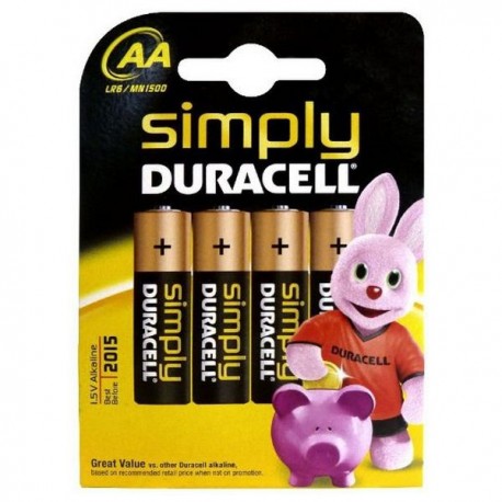 Alkalické baterie Simply DURSIMLR6P4B, LR6, 1.5V - 4x AA - Duracell