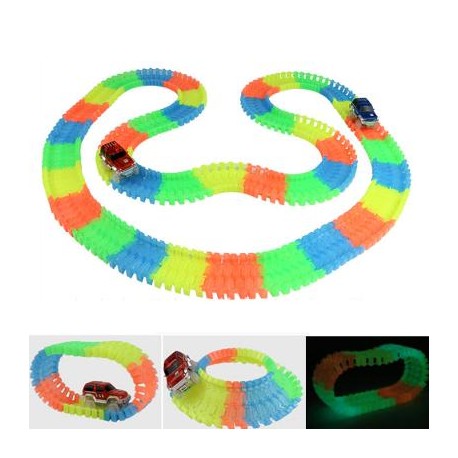 Svítící autodráha - šířka 6 cm - 220 dílků + 1x autíčko Svítící autodráha - šířka 6 cm - 220 dílků + 1x autíčko