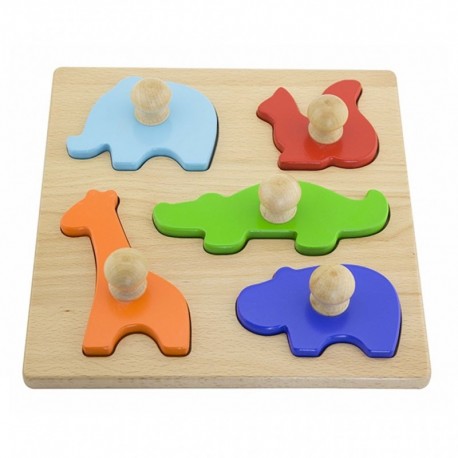 Dřevěné vkládací puzzle s úchyty - Zvířátka - Viga