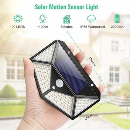 LED solární venkovní světlo s detekcí pohybu SH-100 - 100 LED - 1 ks