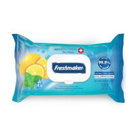 Antibakteriální vlhčené ubrousky - citron - 120 ks - Freshmaker