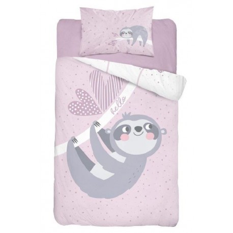 Bavlněné povlečení do postýlky - Lenochod Pink - 100 x 135 - Detexpol