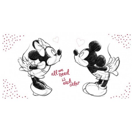 Osuška - Mickey a Minnie - černobílá - 140 x 70 cm - Jerry Fabrics