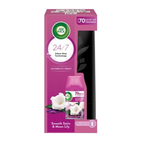 Osvěžovač vzduchu + náplň - Freshmatic - 250 ml - černý - Jemný satén a měsíční lilie - Air Wick