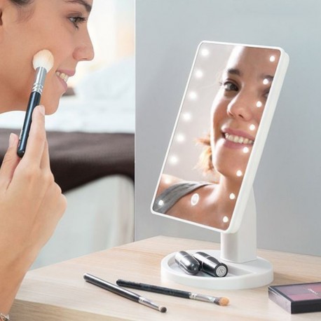 Kosmetické make-up zrcátko s LED osvětlením - bílé