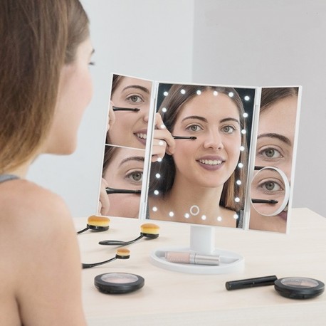 Zrcátko třípanelové s LED Dot osvětlením - bílé