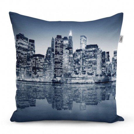 Polštářek s potiskem - Noční New York - 40 x 40 cm - Sablio